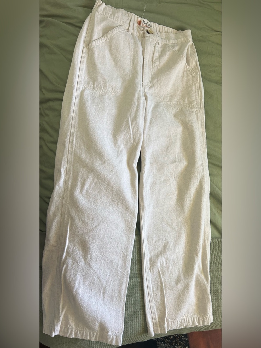 Mollusk White High-Waist Wide Leg Pants